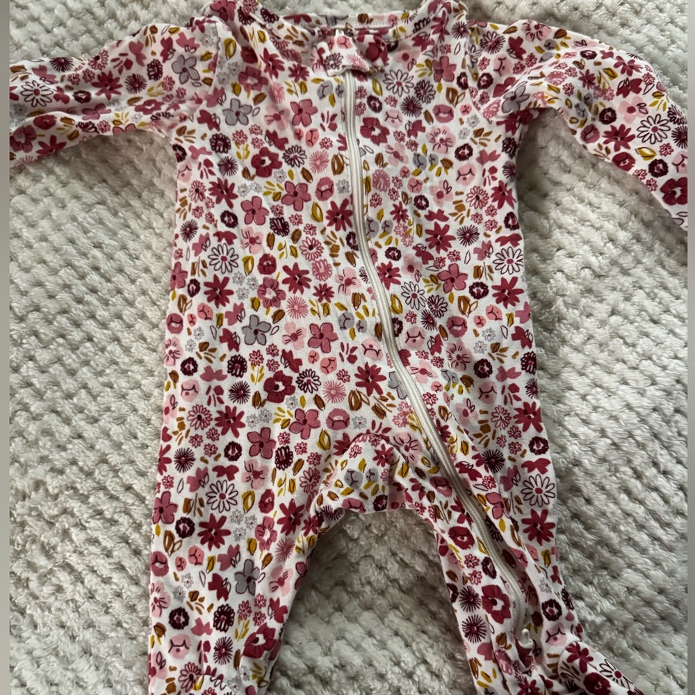 Carter's Pink and Red Floral Footies One Piece